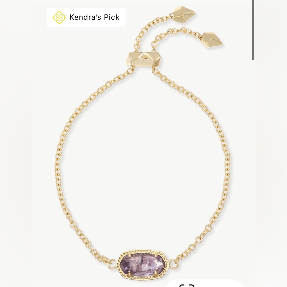 Brand New Kendra Scott Gold Adjustable Chain Bracelet in Amethyst